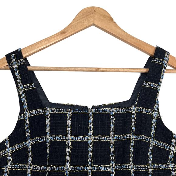 Jason Wu Tweed Mini Dress Sz XS Black Sleeveless Square Neck Metallic Classic - Picture 4 of 11